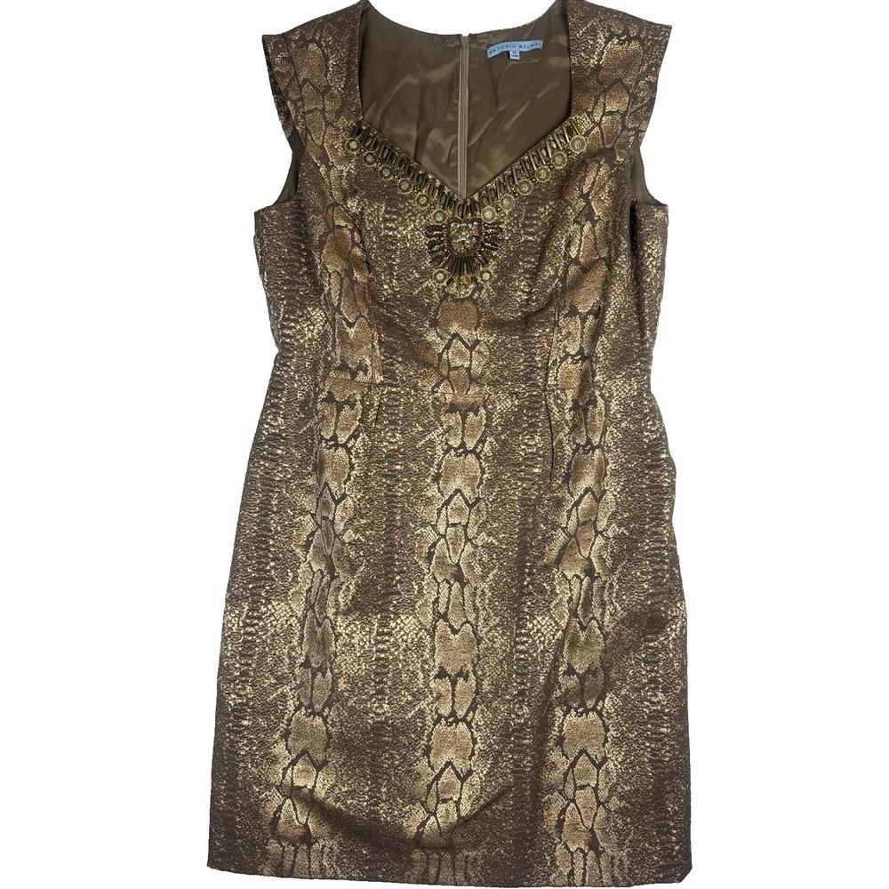 Antonio Melani Dress Size 14 Gold Work Business Date Cocktail